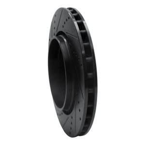 Volvo V70 Brake Rotor (1) - Rear Right - R1 Concepts - Drilled & Slotted - Black - `04-`07